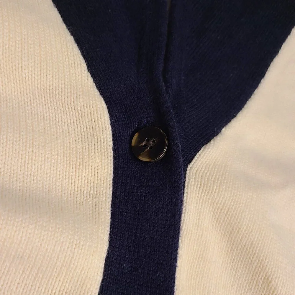 Tommy Hilfiger Womens Size M Cardigan Sweater Button Front Cream Blue - Picture 9 of 12